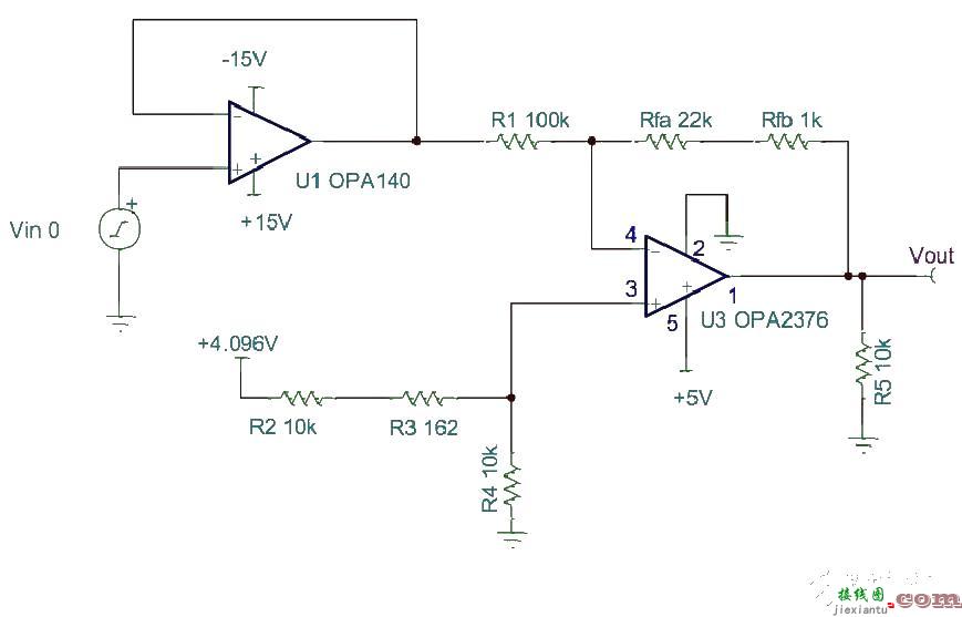 电平转换：双电源到单电源放大器，±15V至5V  第1张