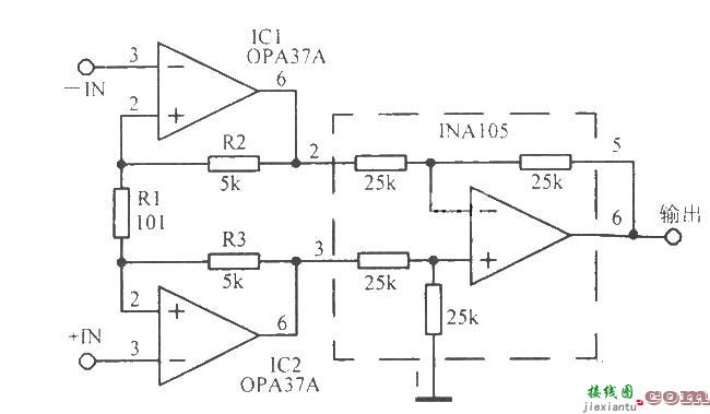 实用的低噪声仪器放大电路图  第1张