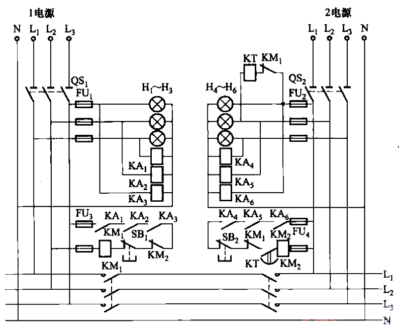 双路电源用接触器互投电路之三  第1张