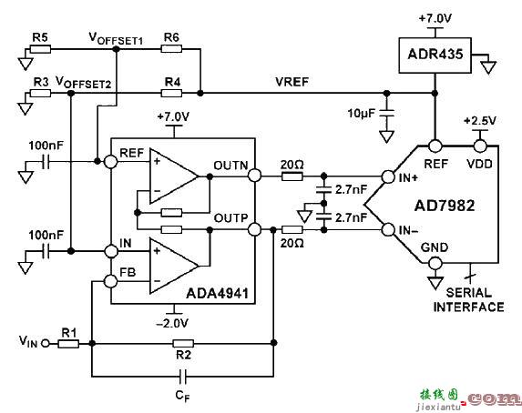 AD7982差分转换单端信号电路图  第1张