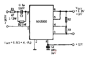 输出电压为1.3V-9V电源电路图  第1张