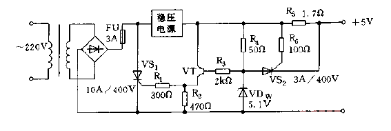 适应任何稳压电源的过压过流保护电路图  第1张