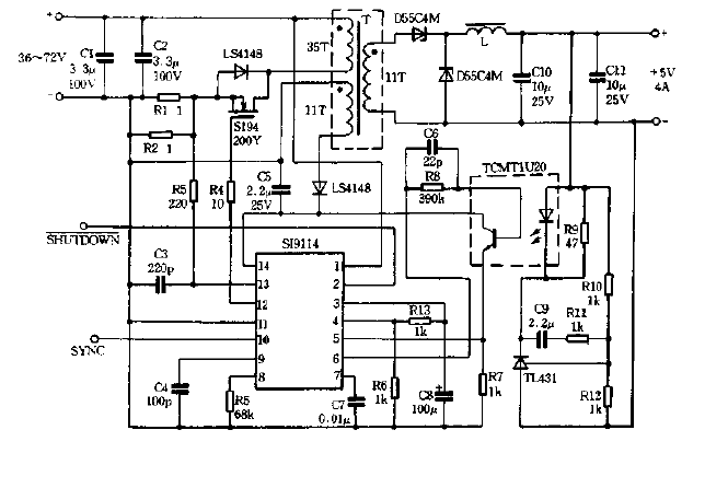 SI9114组成DC-DC典型应用电路图  第1张