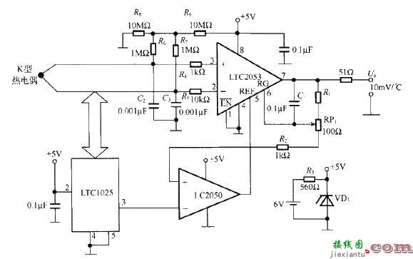 LTC2053热电偶放大电路图  第1张
