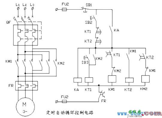 电动机定时自动循环起动控制电路原理  第1张