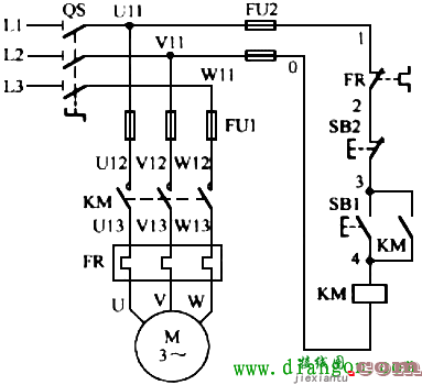 启动停止按钮控制接触器线路图  第1张