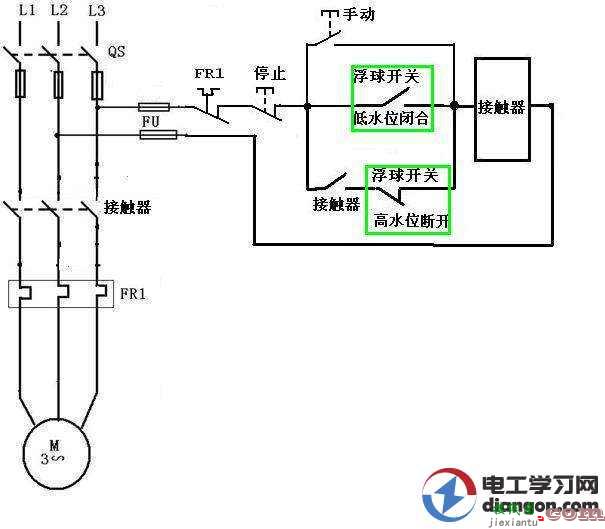 简单自动抽水系统电路图  第1张