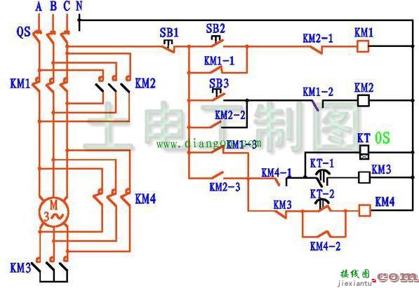 星三角启动的正反转电路图  第4张