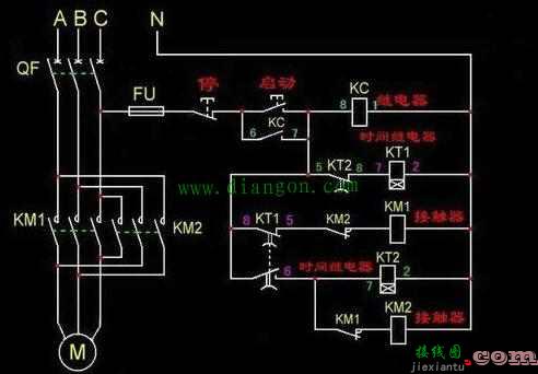 电动机正反转循环控制电路图运行原理讲解  第1张