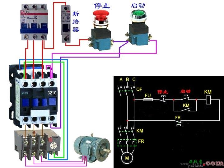接触器自锁实物接线图  第1张