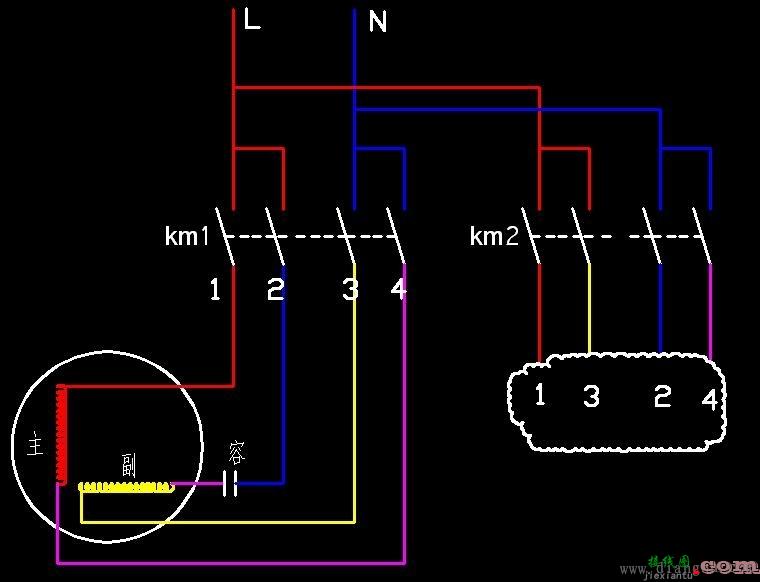 单相电动机正反转 接触器接线图  第12张