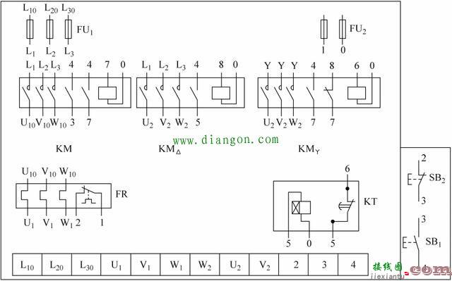 时间继电器自动切换三相异步电动机星形-三角形减压起动控制线路图  第4张