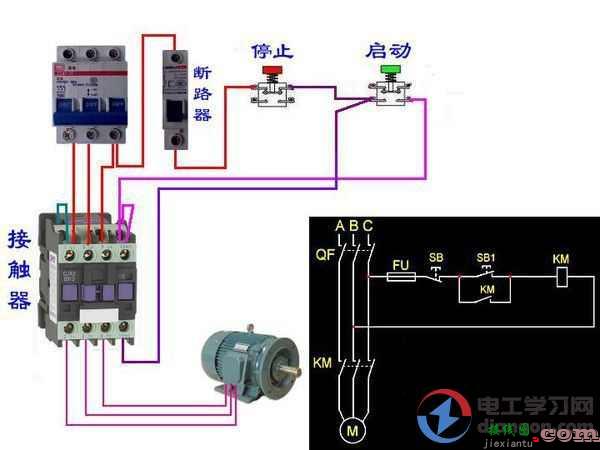 CJT1-40交流接触器接线法实物接线图  第1张