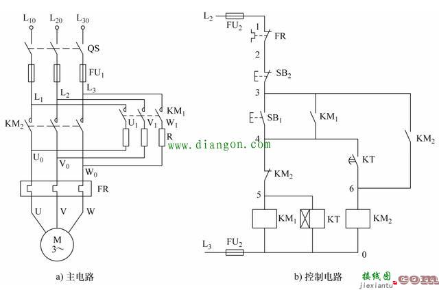 三相异步电动机串联电阻减压起动控制线路图解图解  第2张