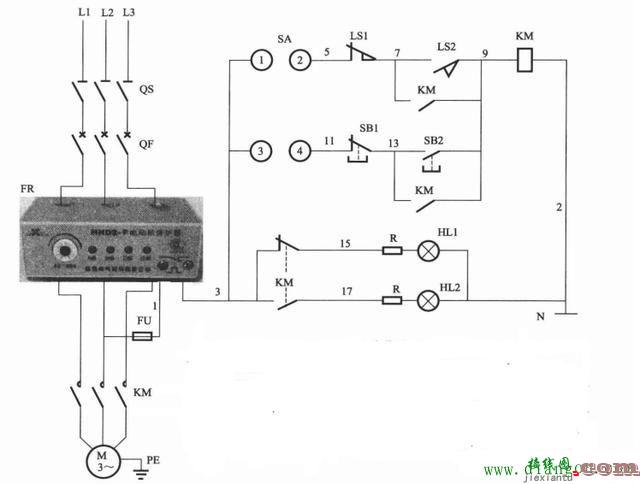 带电机保护器的电机启停控制电路图  第1张