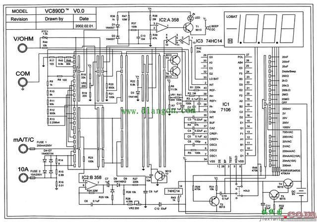 胜利VC890D万用表电路图  第1张