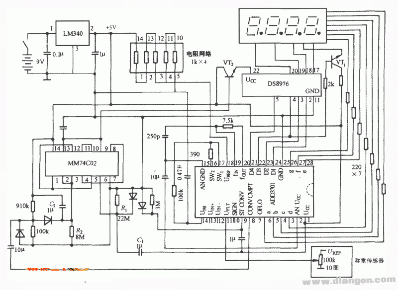 数字式电子秤电路图  第1张
