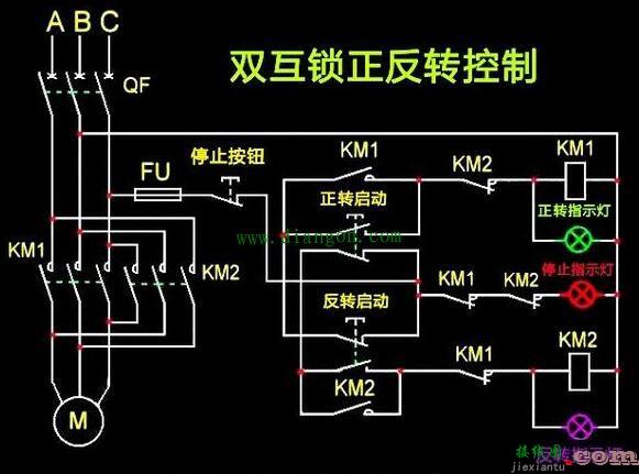 交流接触器控制电机正反转停止指示灯怎么接线?交流接触器指示灯接线图解  第1张