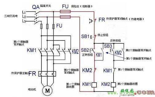 接触器互锁正反转电路图  第1张