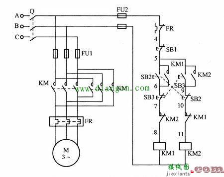 电动机双重互锁正反转电路图  第1张
