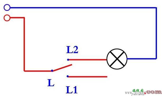 一个双控开关控制一盏灯接线图  第1张