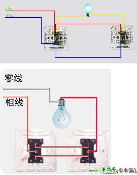 门口床头柜双控开关接线图  第1张