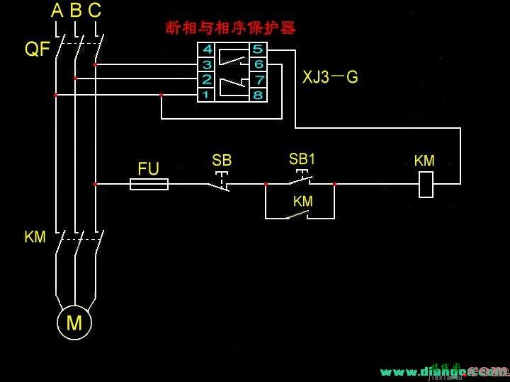 三相电动机断相与相序保护器电路图  第1张