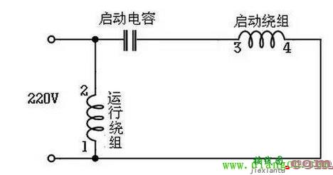 220V单相电机启动运转电容接线图  第1张