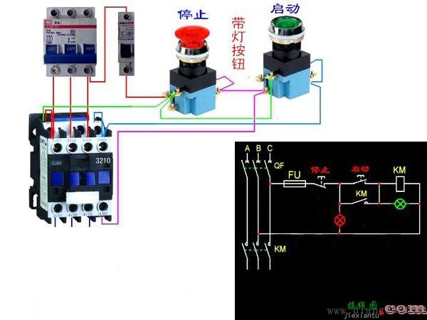 按钮控制接触器接线图  第1张