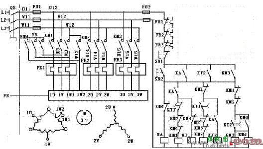 塔吊三速电机控制电气原理图  第1张