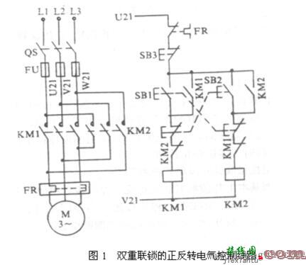 双重连锁正反转控制线路电气线路  第1张