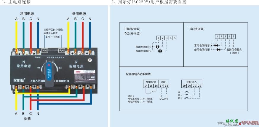 双电源开关接线实物图  第1张