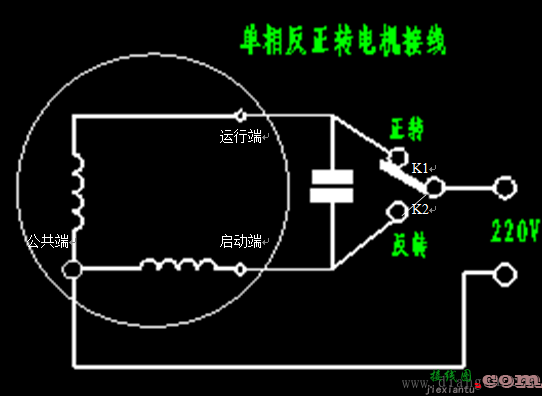 单相电机正反转电路接线图  第1张