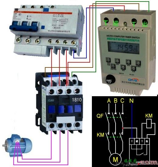 交流接触器微电脑时控开关接线图  第2张
