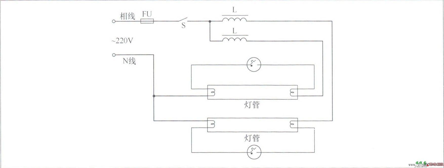 双荧光灯接线电路  第1张