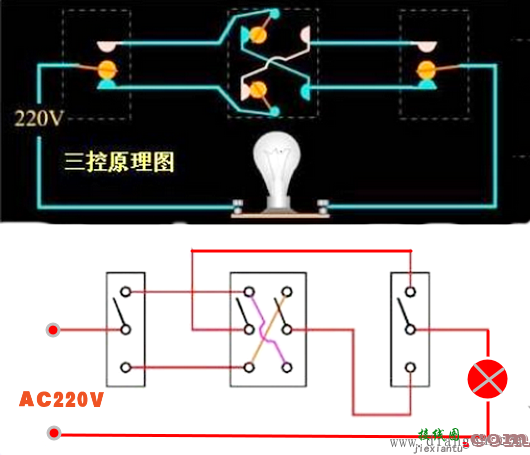 三控电灯怎么接线?电灯三控开关接线图  第1张