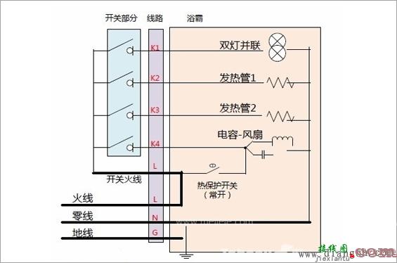 奥普欧普浴霸5开关接线图_浴霸开关5开接线教程  第1张