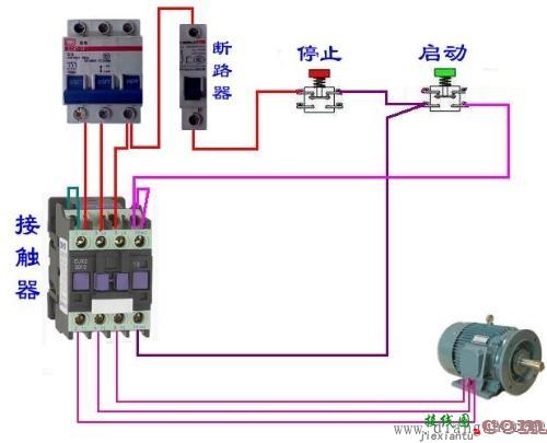 两个按扭开关、一个380V交流接触器的接线图  第1张