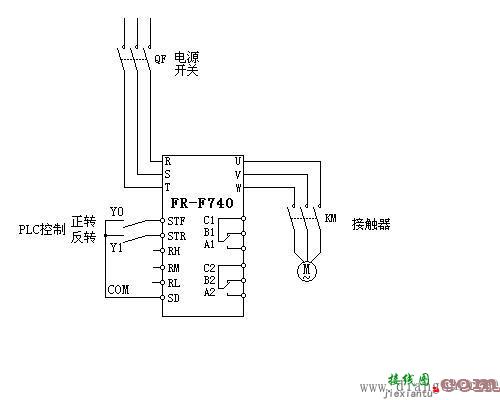 变频器控制电机正反转接线图  第1张