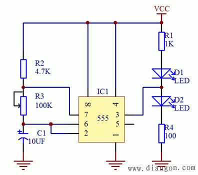 基于555定时器设计的闪光电路  第1张
