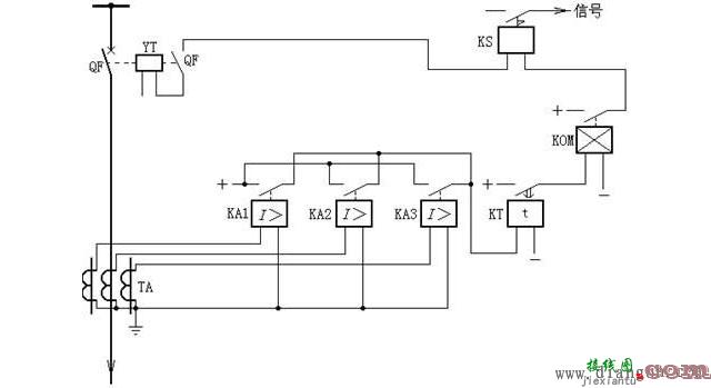 定时限过电流保护的原理接线图  第1张