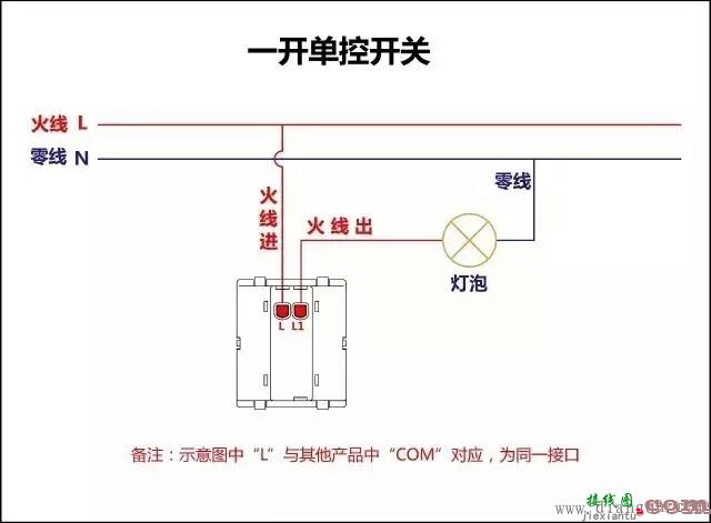 一开单控开关实物接线图  第1张