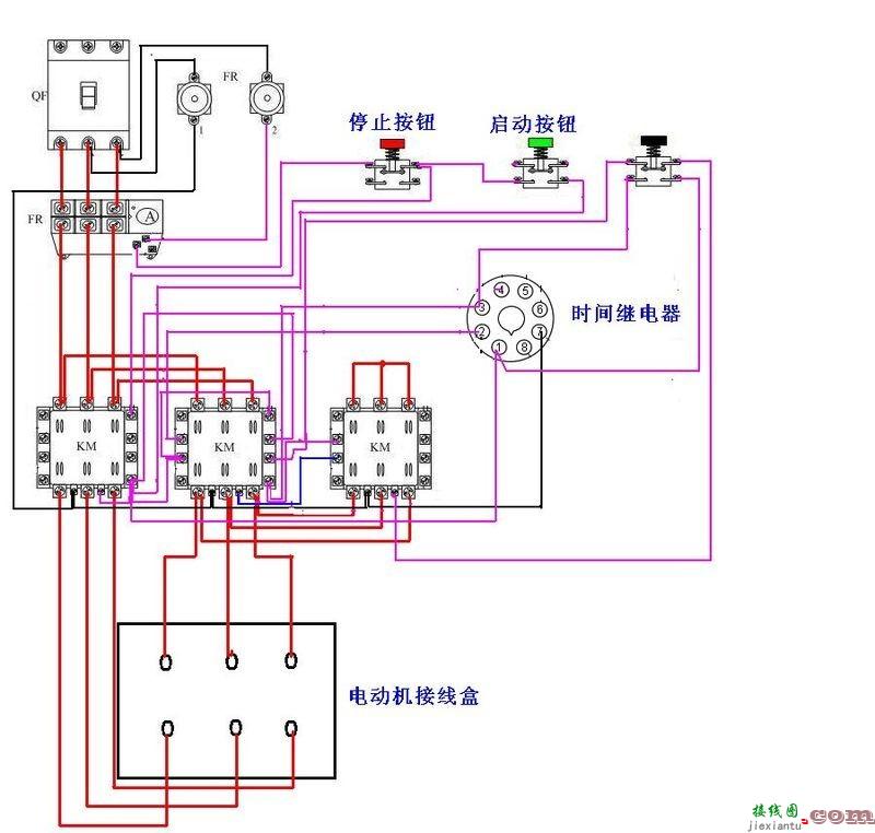 电动机星三角起动接线图  第1张