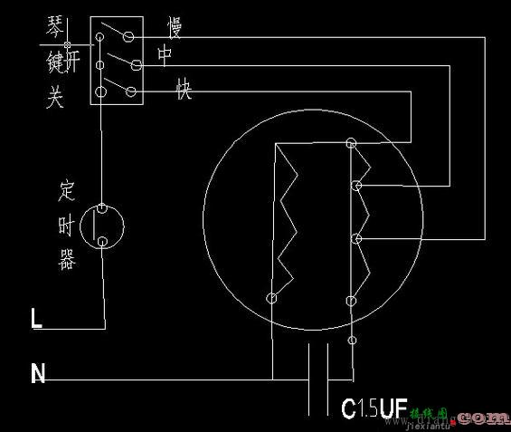 单相电风扇电动机接线图  第1张