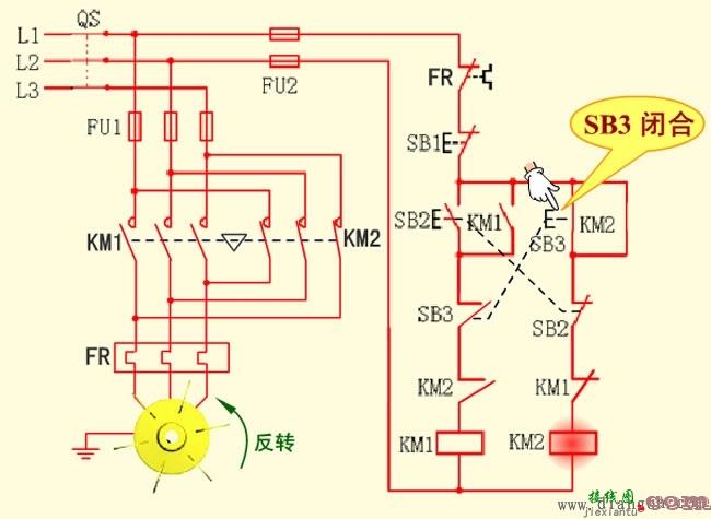 双重联锁电动机正反转控制电路图原理图解  第5张