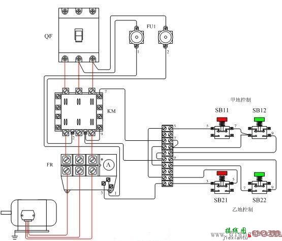 低压电动机两地控制二次回路图  第2张