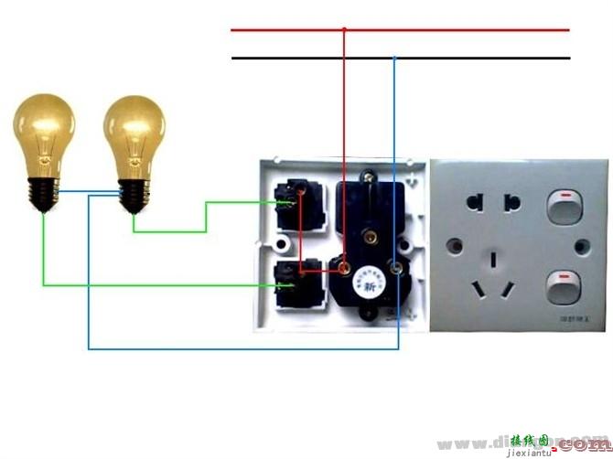 双开关控制白炽灯接线图  第1张