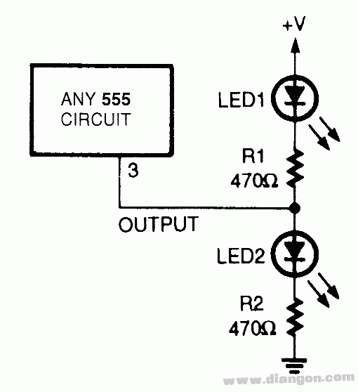 555电路输出指示灯电路  第1张