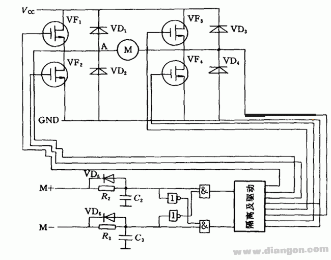 直流电动机桥式驱动电路图  第1张