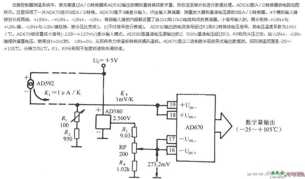 温度传感器A／D转换器电路图  第1张